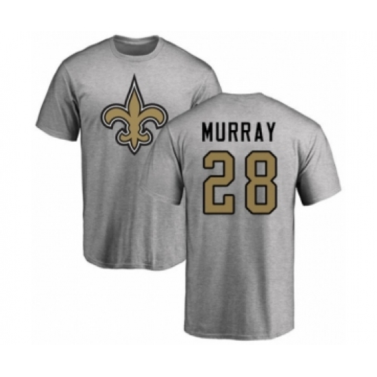 Football New Orleans Saints #28 Latavius Murray Ash Name & Number Logo T-Shirt - Jersey