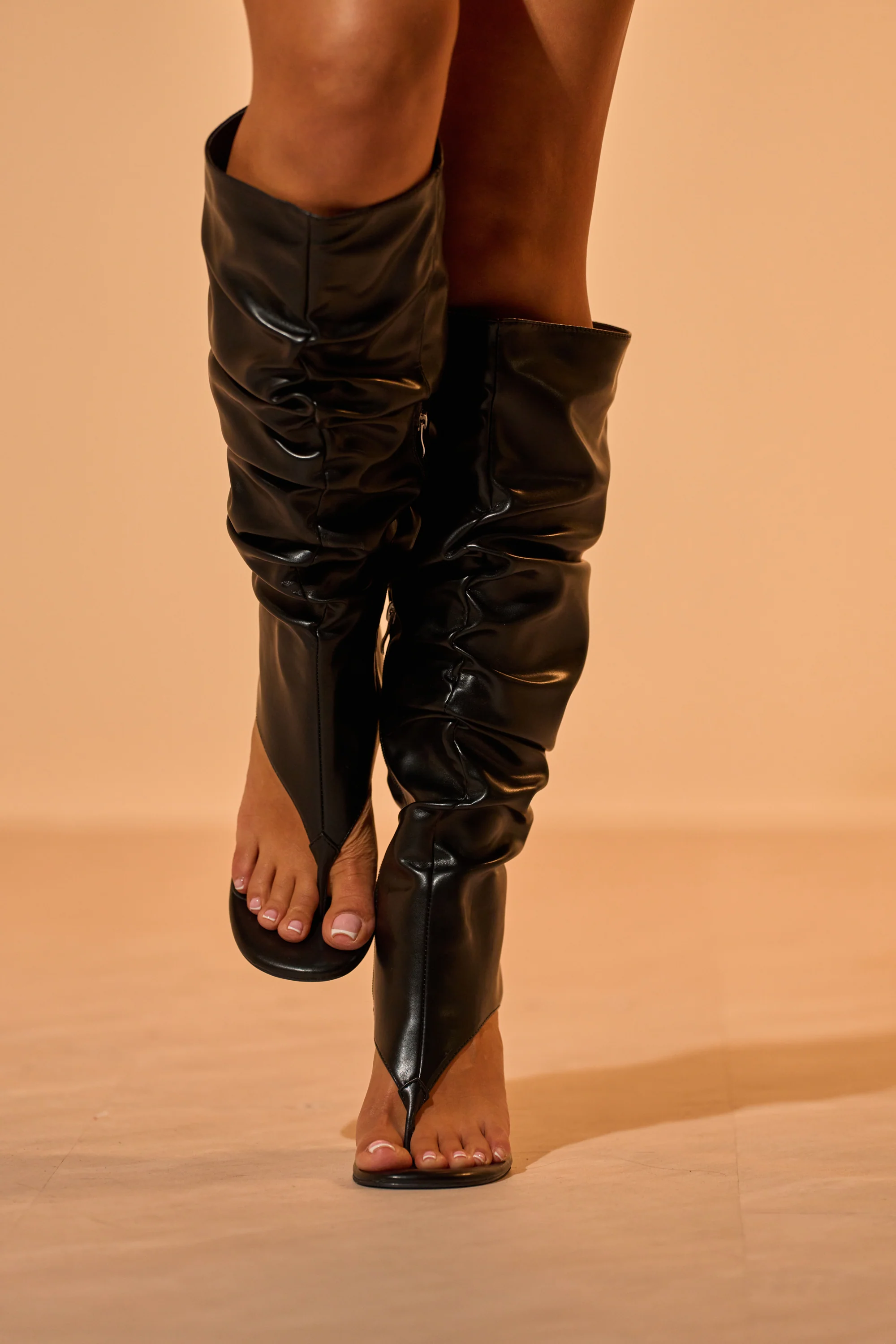 AZALEA WANG CECILL BLACK RUCHED UPPER GLADIATOR SANDAL - Akira Wear