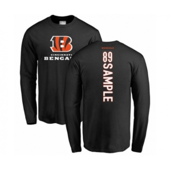 Football Cincinnati Bengals #89 Drew Sample Black Backer Long Sleeve T-Shirt - Jersey