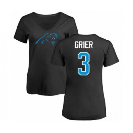 Football Women's Carolina Panthers #3 Will Grier Black Name & Number Logo Slim Fit T-Shirt - Jersey