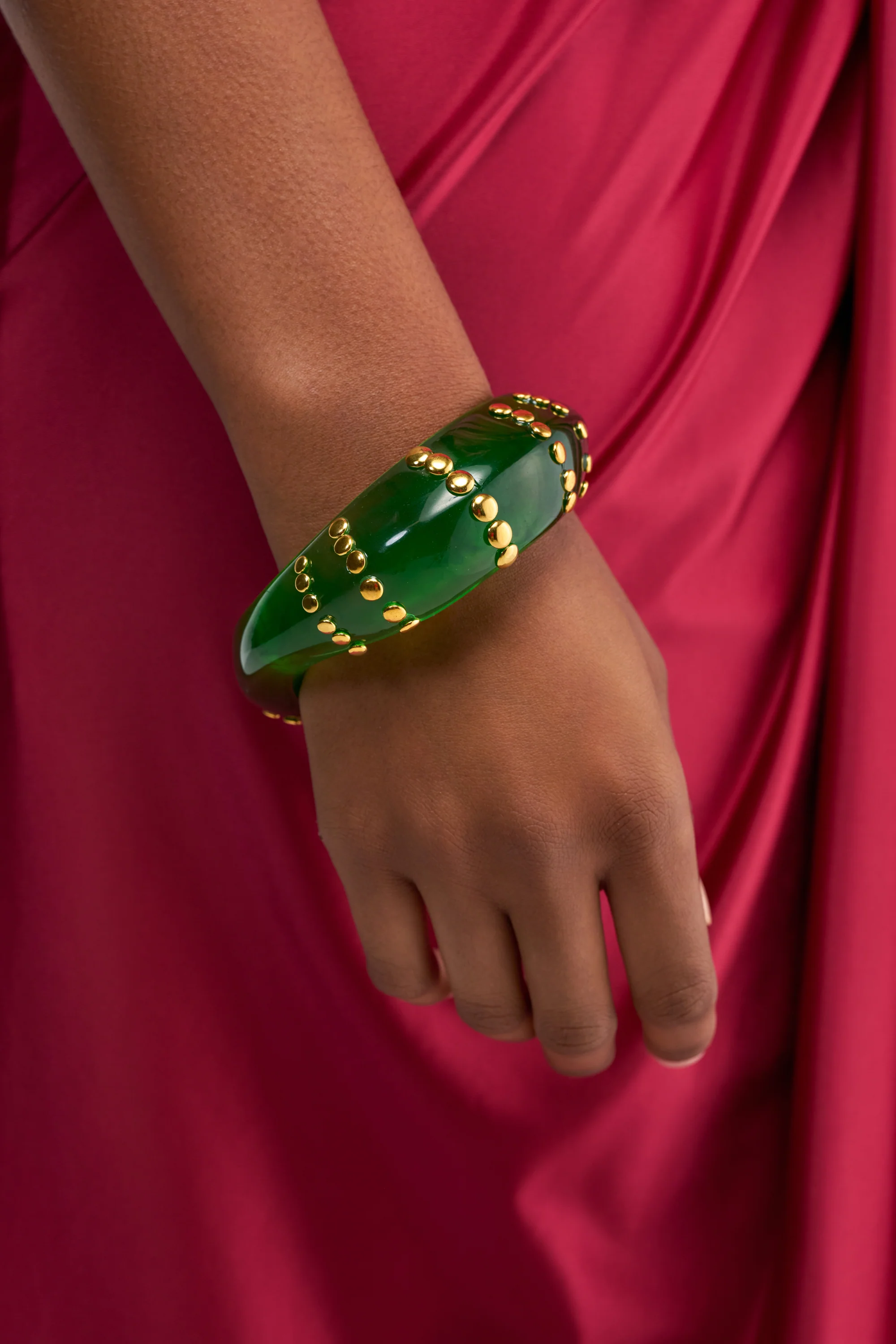 COOL GIRL STUDDED BANGLE IN GREEN - Akira Wear