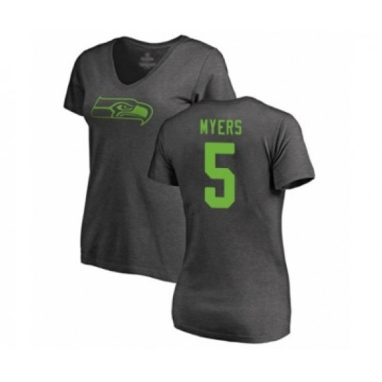Football Women's Seattle Seahawks #5 Jason Myers Ash One Color T-Shirt - Jersey