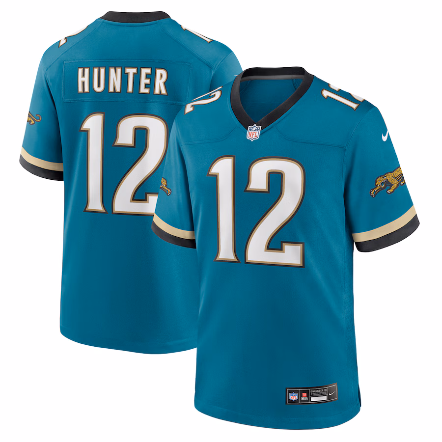 Men's Jacksonville Jaguars Travis Hunter Nike Teal 2025 NFL Draft First Round Pick 2nd Alternate Game Jersey - Jersey