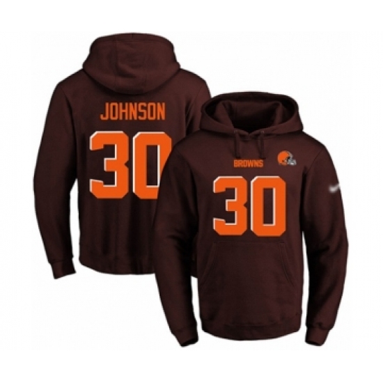 Football Men's Cleveland Browns #30 D'Ernest Johnson Brown Name & Number Pullover Hoodie - Jersey