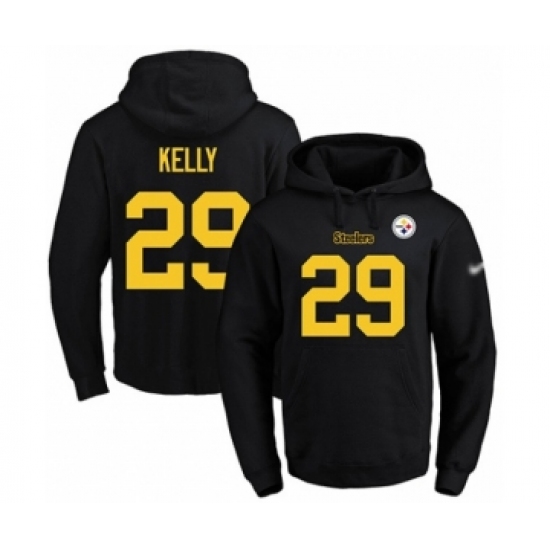 Football Men's Pittsburgh Steelers #29 Kam Kelly Black(Gold No.) Name & Number Pullover Hoodie - Jersey