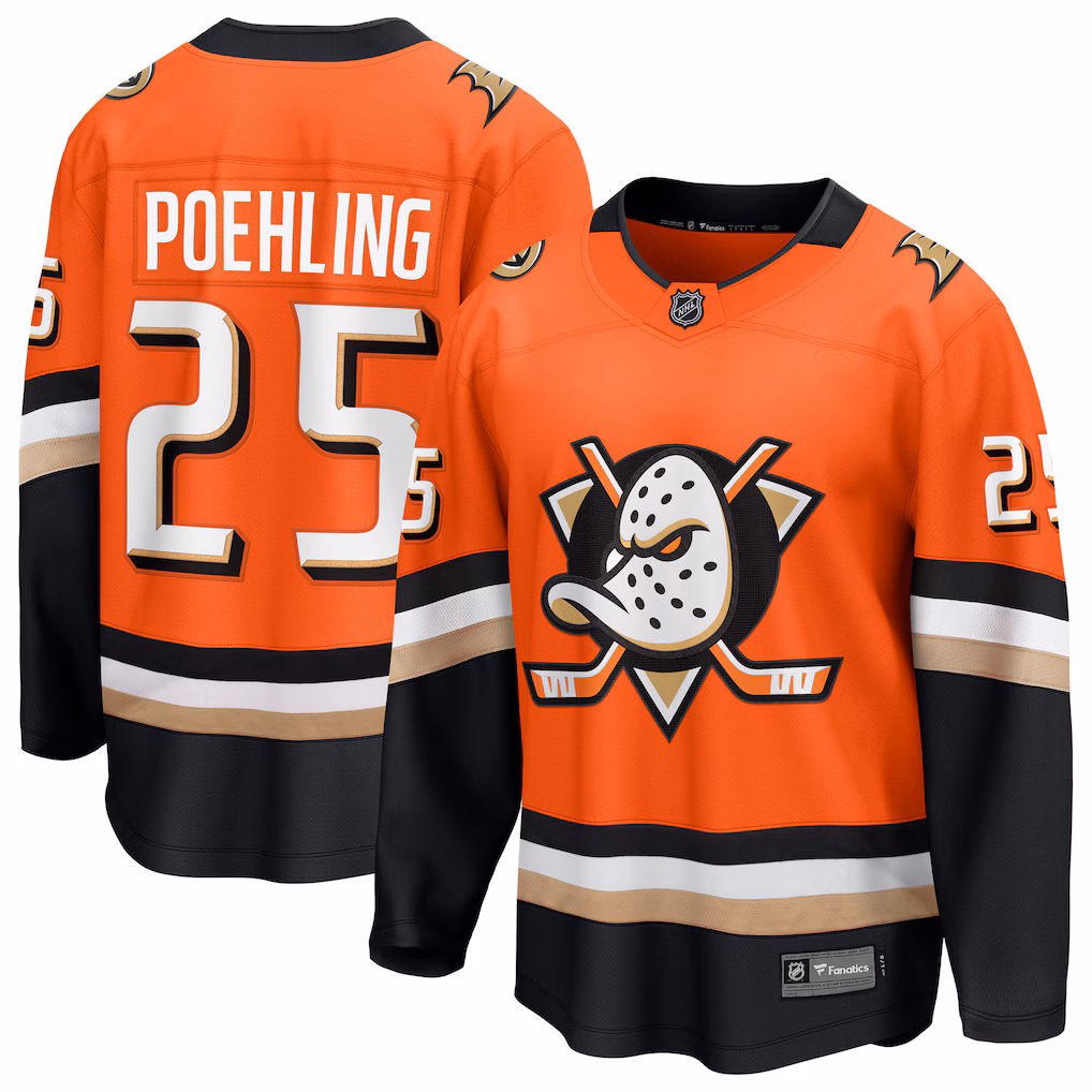 Men's Anaheim Ducks Ryan Poehling Fanatics Orange Home Breakaway Jersey - Jersey