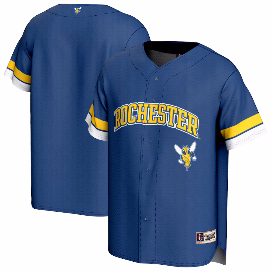 Men's GameDay Greats Blue Rochester Yellow Jackets Baseball Jersey - Jersey
