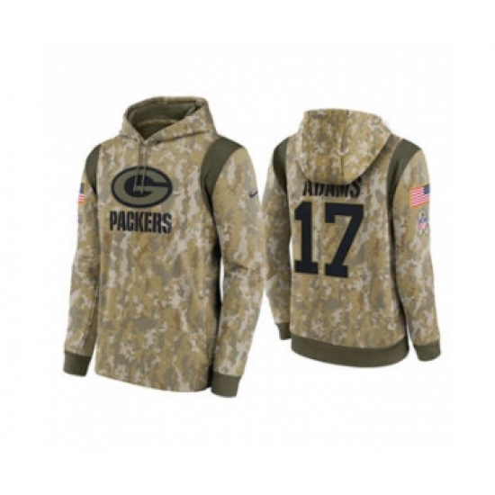 Men's Green Bay Packers #17 Davante Adams Camo 2021 Salute To Service Therma Performance Pullover Football Hoodie - Jersey