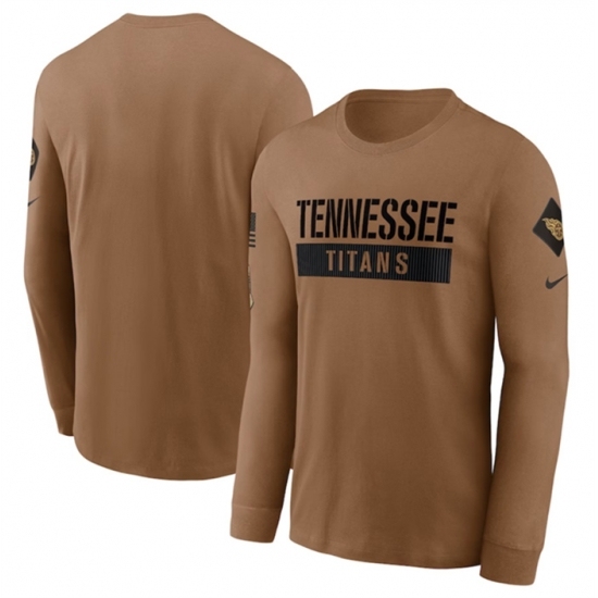 Men's Tennessee Titans 2023 Brown Salute To Service Long Sleeve T Shirt - Jersey