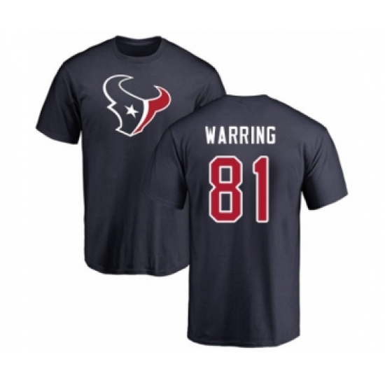 Football Houston Texans #81 Kahale Warring Navy Blue Name & Number Logo T-Shirt - Jersey