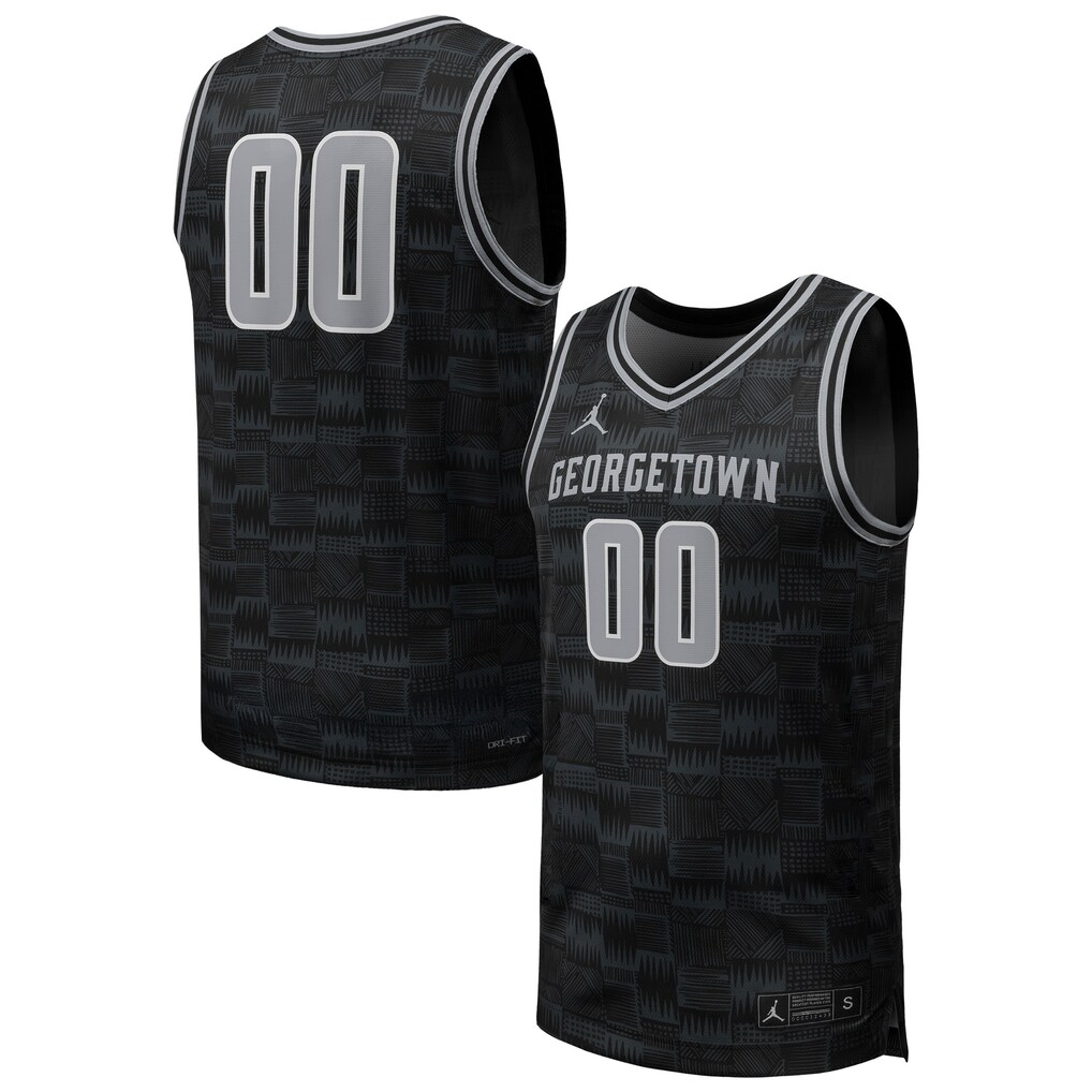 Men's Jordan Brand #00 Black Georgetown Hoyas Replica Basketball Jersey - Jersey