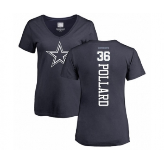 Football Women's Dallas Cowboys #36 Tony Pollard Navy Blue Backer T-Shirt - Jersey