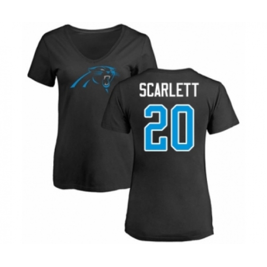 Football Women's Carolina Panthers #20 Jordan Scarlett Black Name & Number Logo Slim Fit T-Shirt - Jersey
