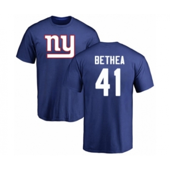 Football New York Giants #41 Antoine Bethea Royal Blue Name & Number Logo T-Shirt - Jersey