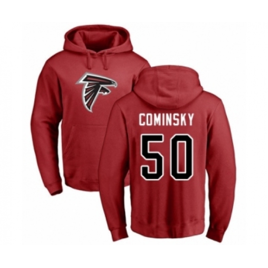 Football Atlanta Falcons #50 John Cominsky Red Name & Number Logo Pullover Hoodie - Jersey