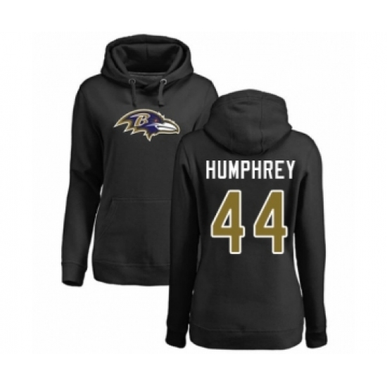 Football Women's Baltimore Ravens #44 Marlon Humphrey Black Name & Number Logo Pullover Hoodie - Jersey