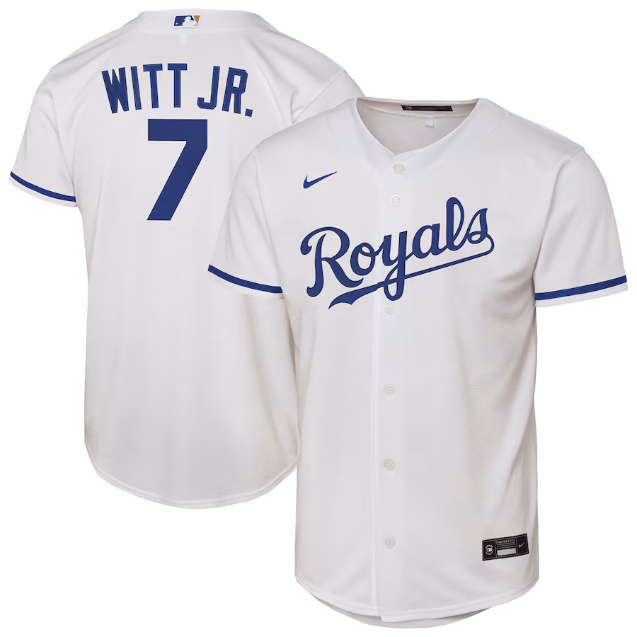 Youth Kansas City Royals Bobby Witt Jr. Nike White Home Replica Player Jersey - Jersey