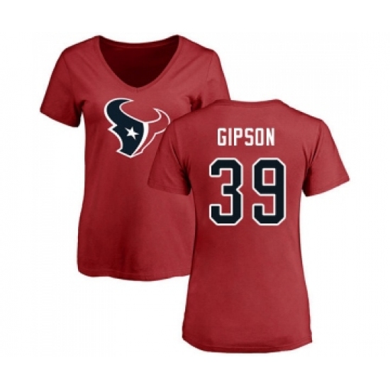 Football Women's Houston Texans #39 Tashaun Gipson Red Name & Number Logo T-Shirt - Jersey