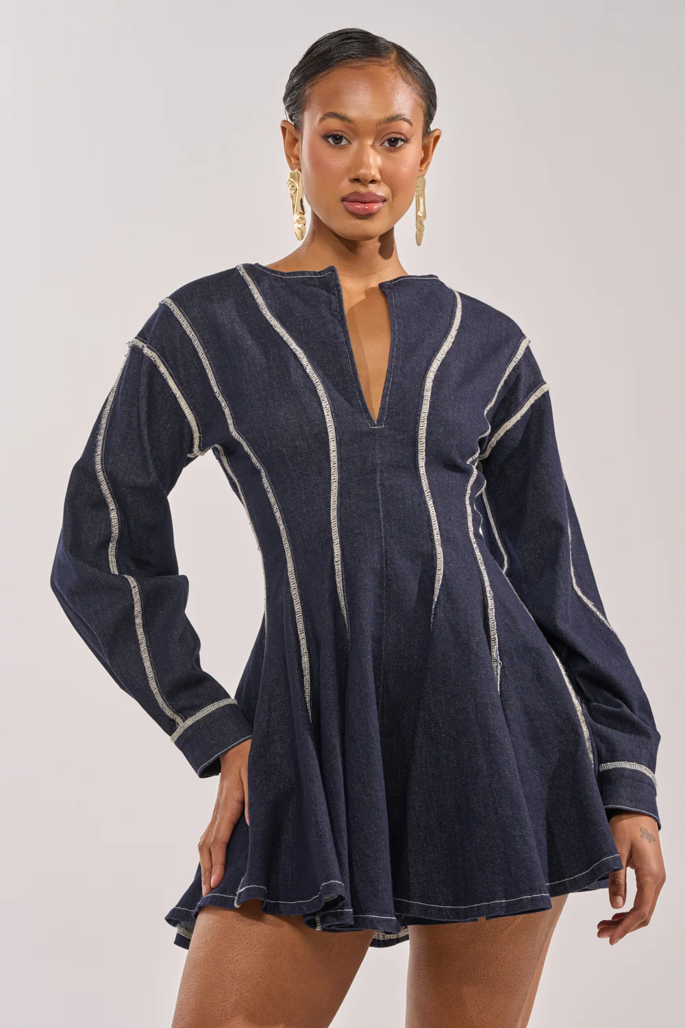 PLAYDATE DENIM MINI DRESS - Akira Wear