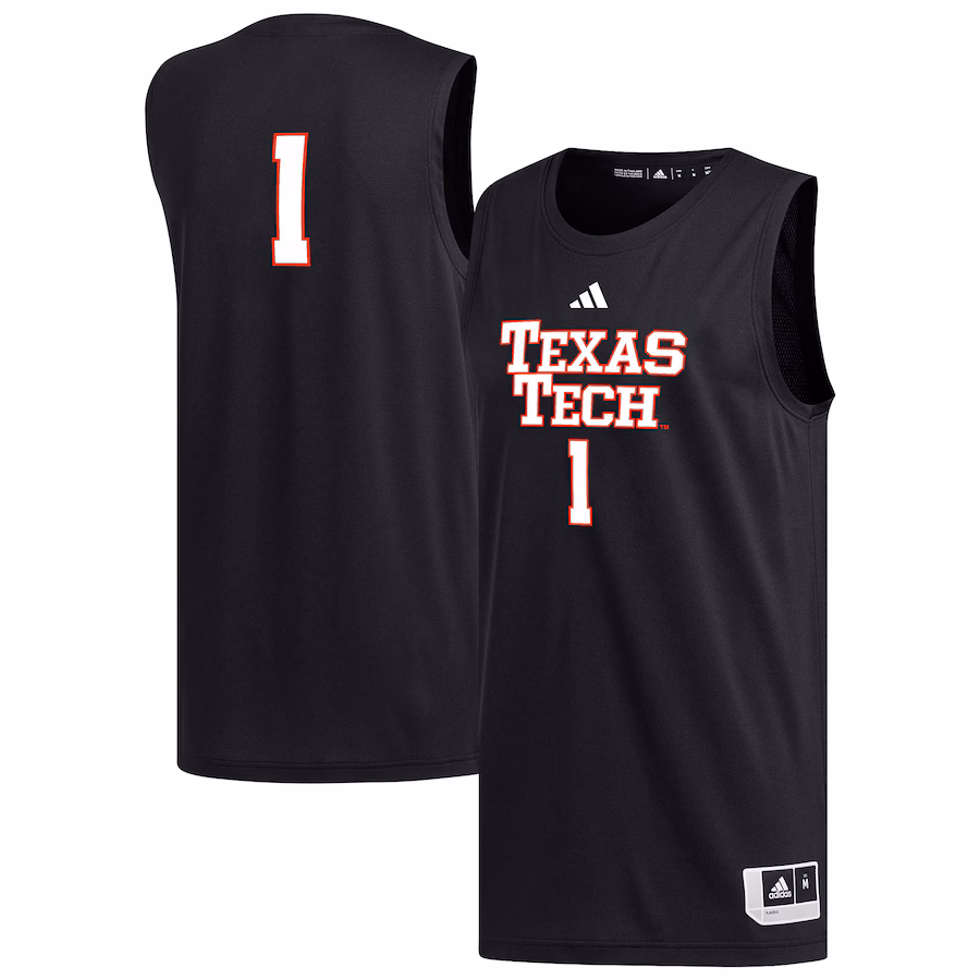 Men's adidas #1 Black Texas Tech Red Raiders Replica Basketball Jersey - Jersey