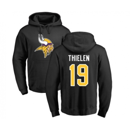 Football Minnesota Vikings #19 Adam Thielen Black Name & Number Logo Pullover Hoodie - Jersey