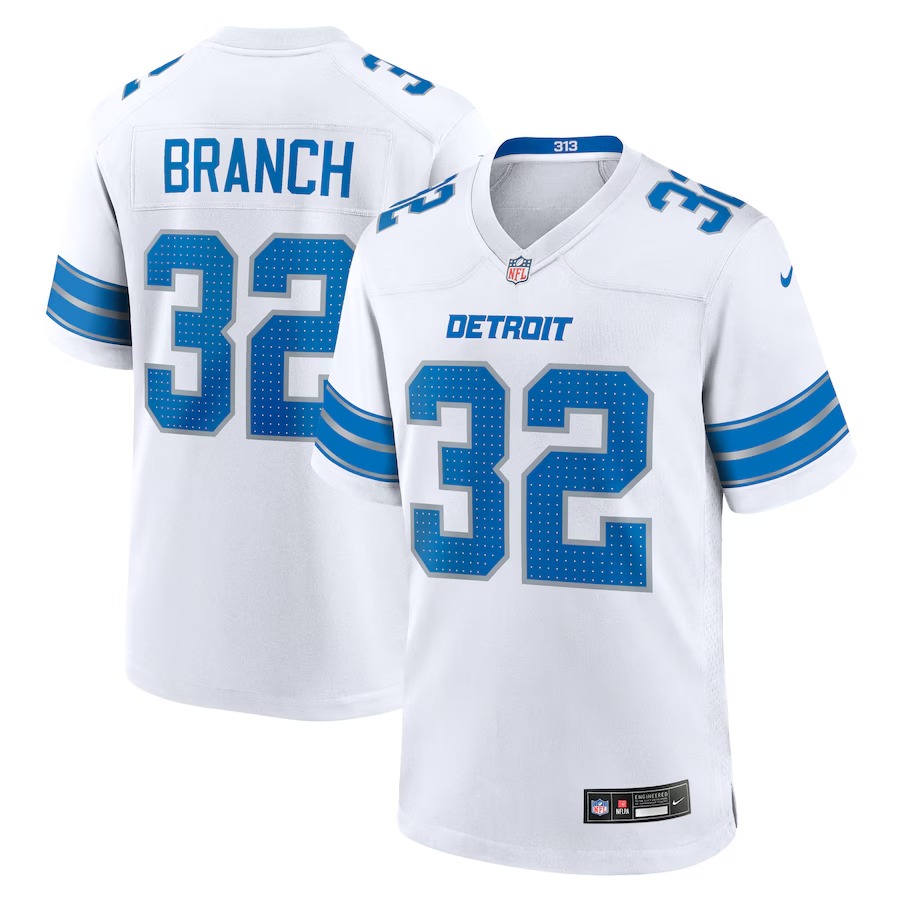 Men's Detroit Lions Brian Branch Nike  White White Game Jersey - Jersey
