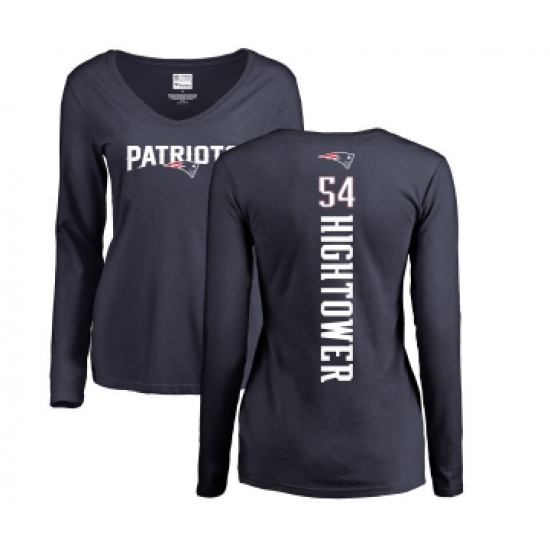 Football Women's New England Patriots #54 Dont'a Hightower Navy Blue Backer Slim Fit Long Sleeve T-Shirt - Jersey
