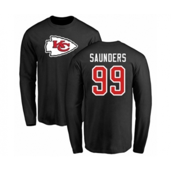 Football Kansas City Chiefs #99 Khalen Saunders Black Name & Number Logo Long Sleeve T-Shirt - Jersey