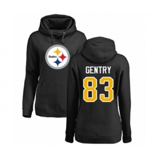 Women's Pittsburgh Steelers #83 Zach Gentry Black Name & Number Logo Pullover Hoodie - Jersey