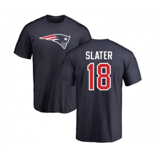 Football New England Patriots #18 Matthew Slater Navy Blue Name & Number Logo T-Shirt - Jersey