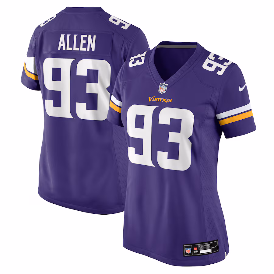 Women's Minnesota Vikings Jonathan Allen Nike Purple Team Game Jersey - Jersey