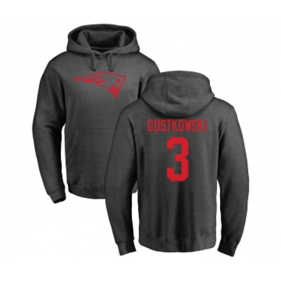 Football New England Patriots #3 Stephen Gostkowski Ash One Color Pullover Hoodie - Jersey