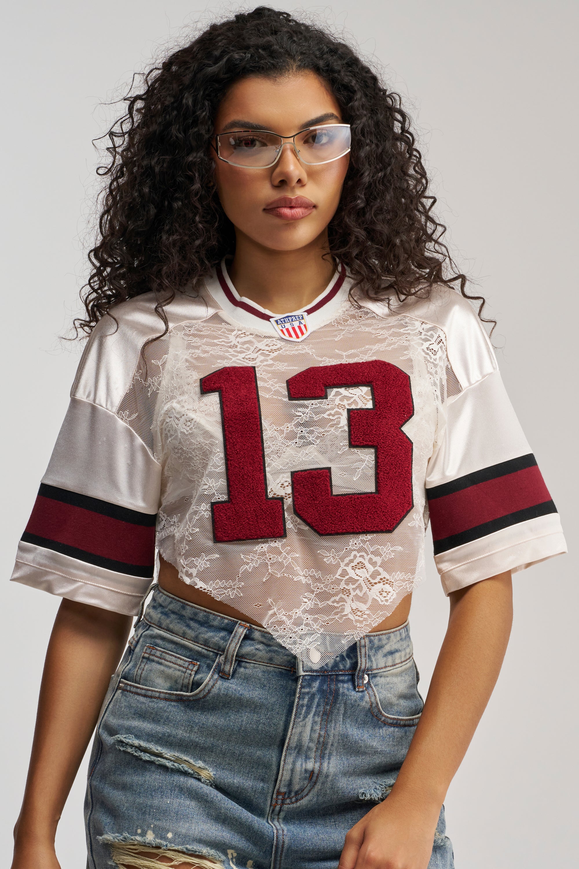 LUCKY LACE JERSEY TOP IN IVORY MULTI - Akira Wear