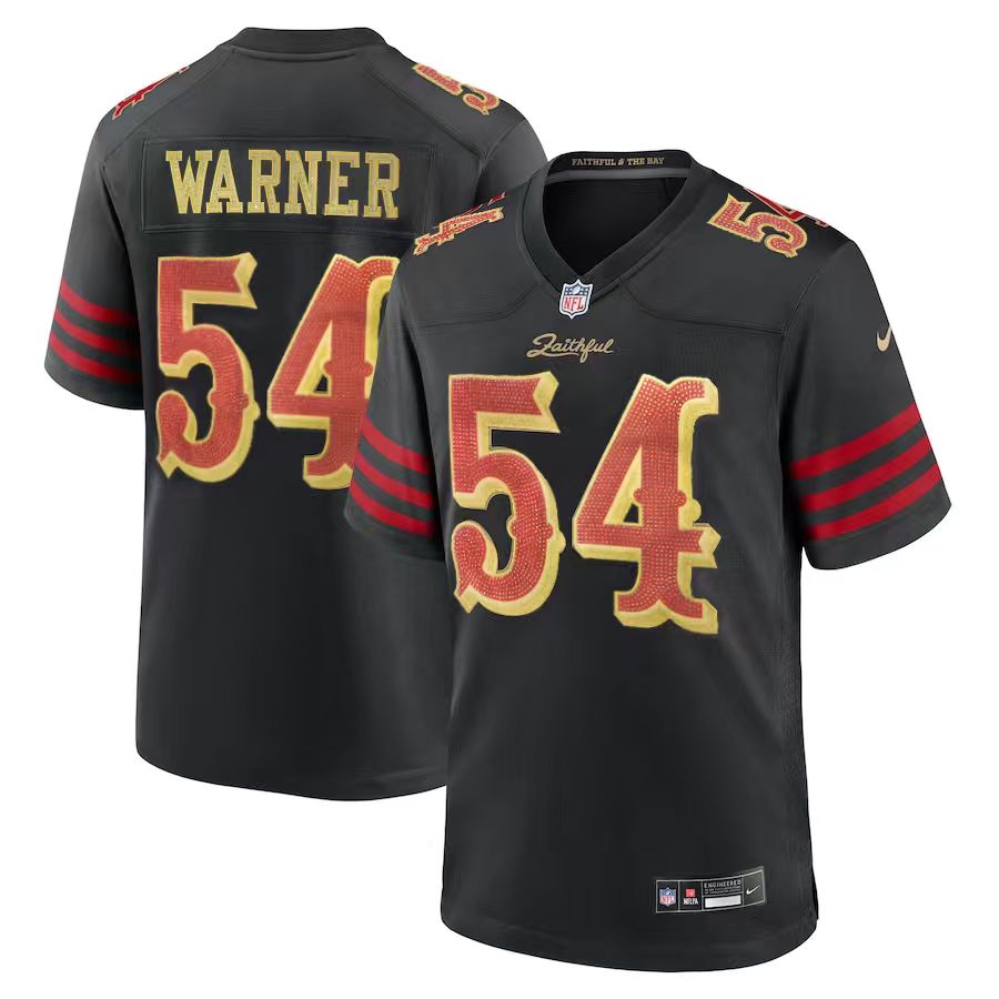 [Diamond-Studded Collector's Edition] San Francisco 49ers Fred Warner  Black 2025 Rivalries Collection Game Jersey - Jersey