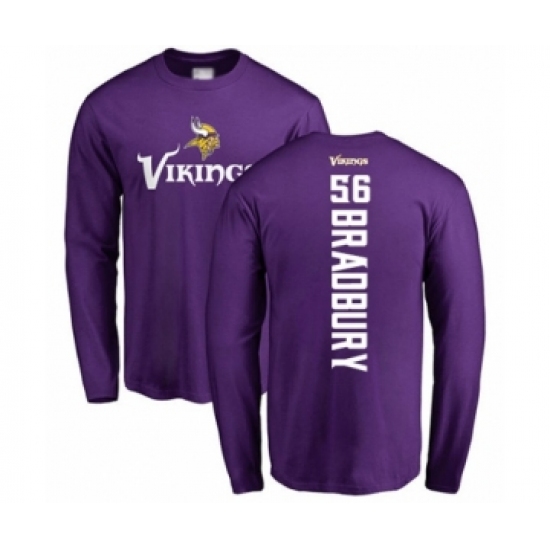 Football Minnesota Vikings #56 Garrett Bradbury Purple Backer Long Sleeve T-Shirt - Jersey