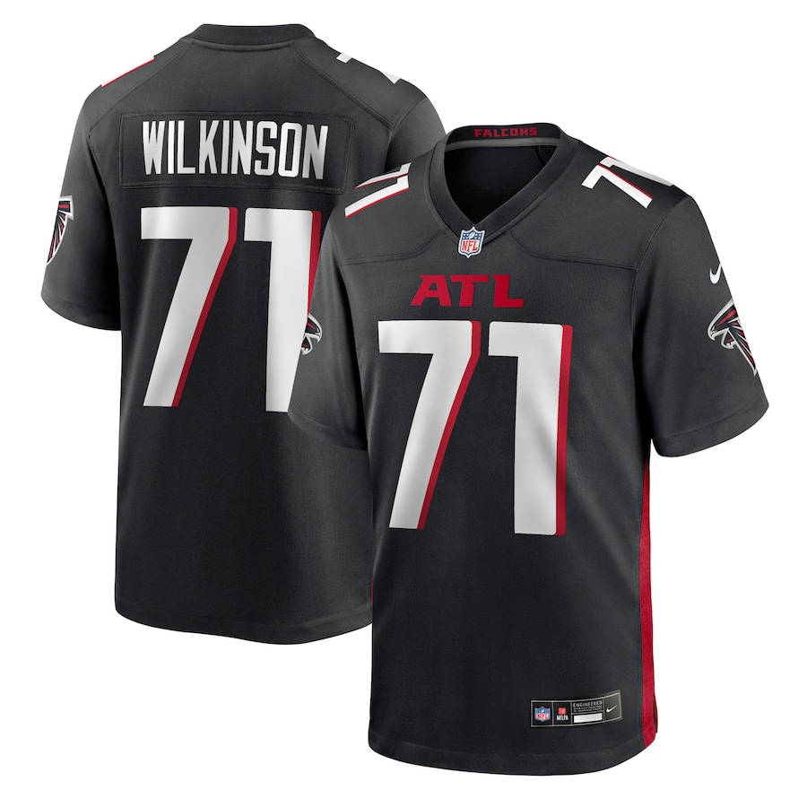 Men's Atlanta Falcons Elijah Wilkinson Nike Black Team Game Jersey - Jersey