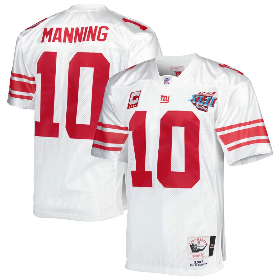 Men's New York Giants 2007 Eli Manning Mitchell & Ness White Authentic Throwback Retired Player Jersey - Jersey