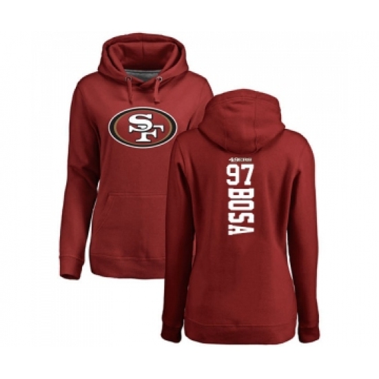 Football Women's San Francisco 49ers #97 Nick Bosa Red Backer Pullover Hoodie - Jersey