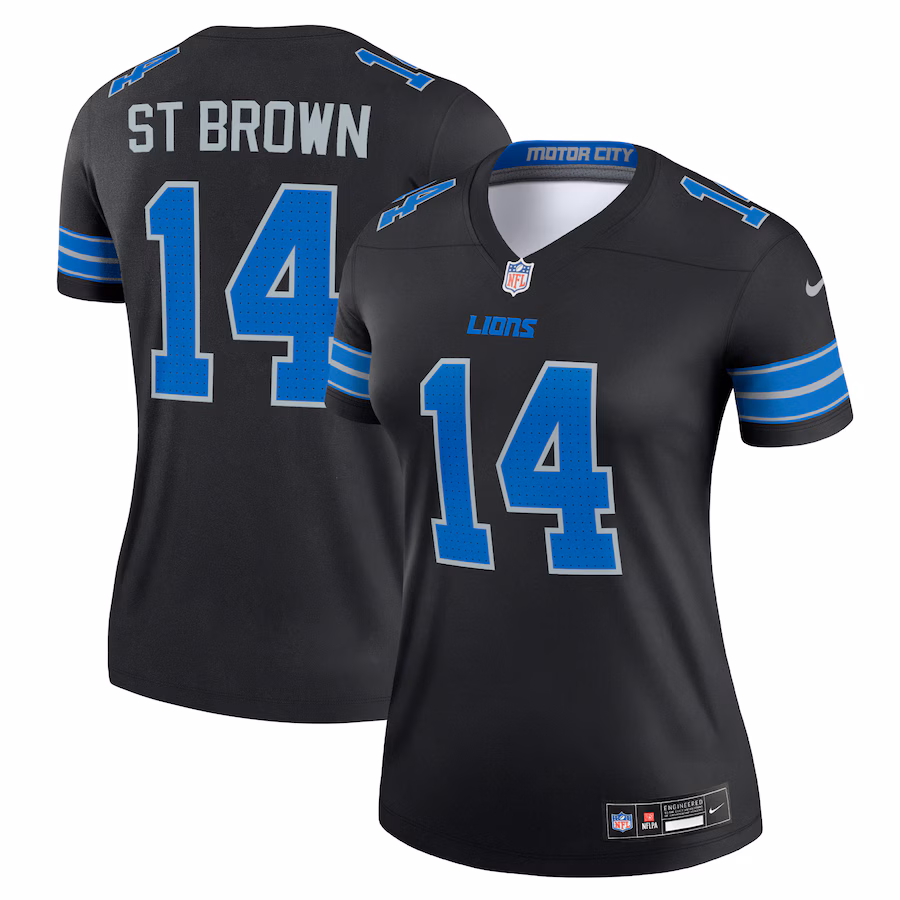 Women's Detroit Lions Amon-Ra St. Brown Nike Black Alternate Legend Player Performance Top - Jersey