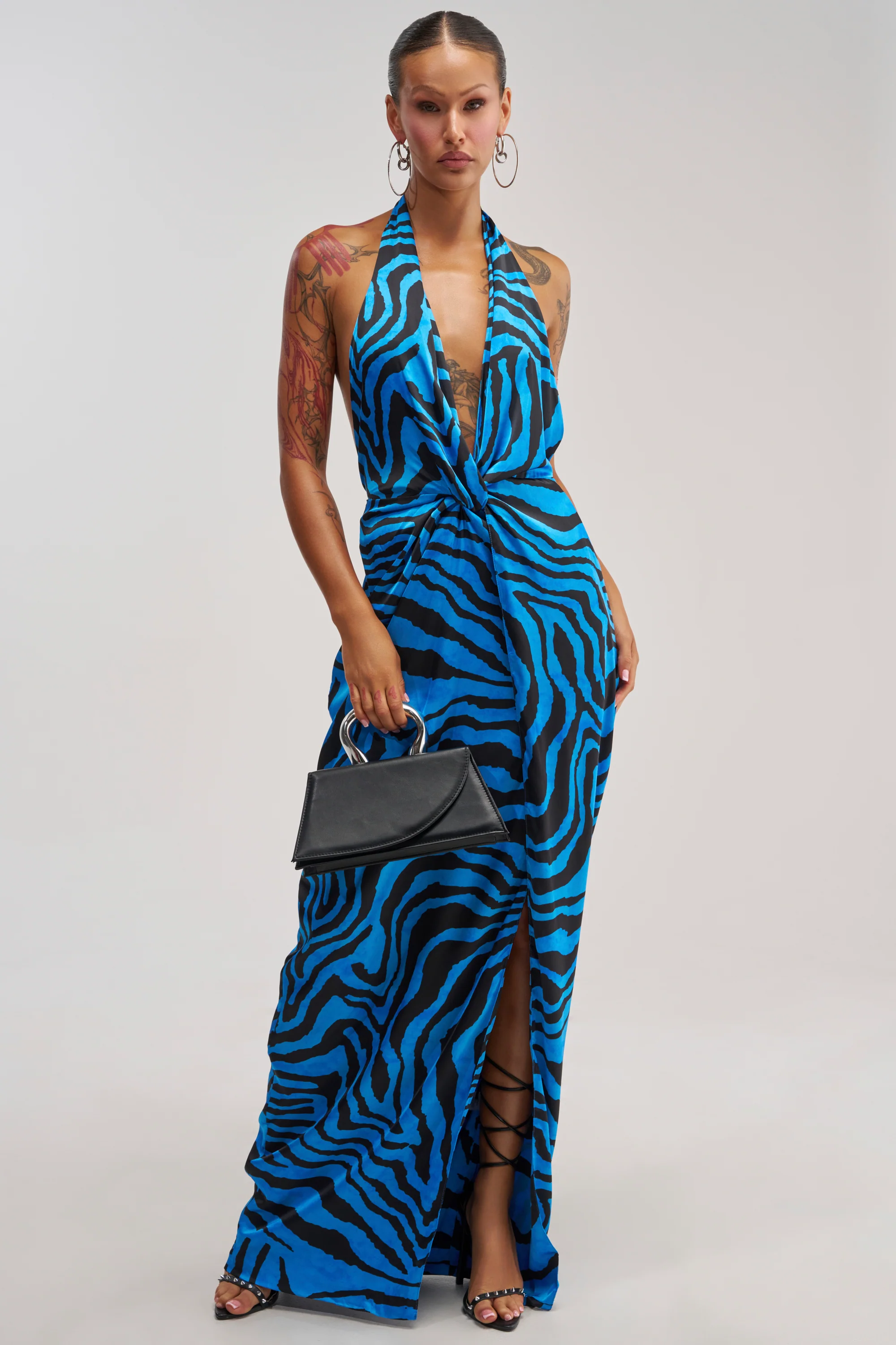 CRAZY FOR YOU BLUE ZEBRA MULTI MAXI DRESS - Akira Wear