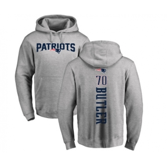 Football New England Patriots #70 Adam Butler Ash Backer Pullover Hoodie - Jersey