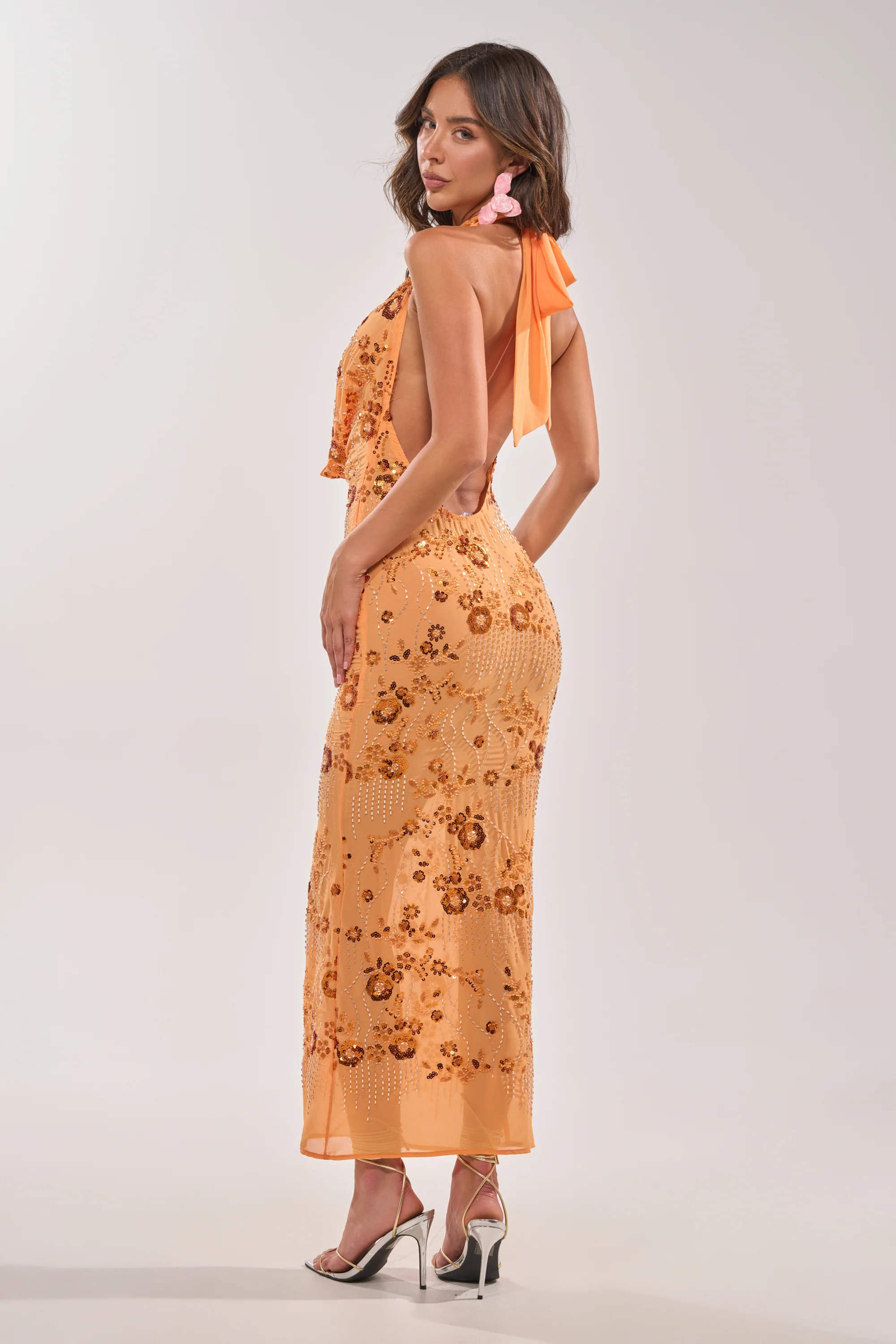 LOVE LETTERS EMBELLISHED MAXI DRESS IN ORANGE - Akira Wear