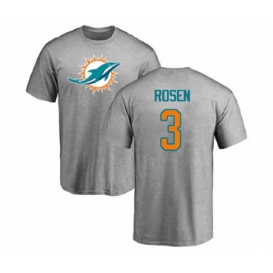 Football Miami Dolphins #3 Josh Rosen Ash Name & Number Logo T-Shirt - Jersey