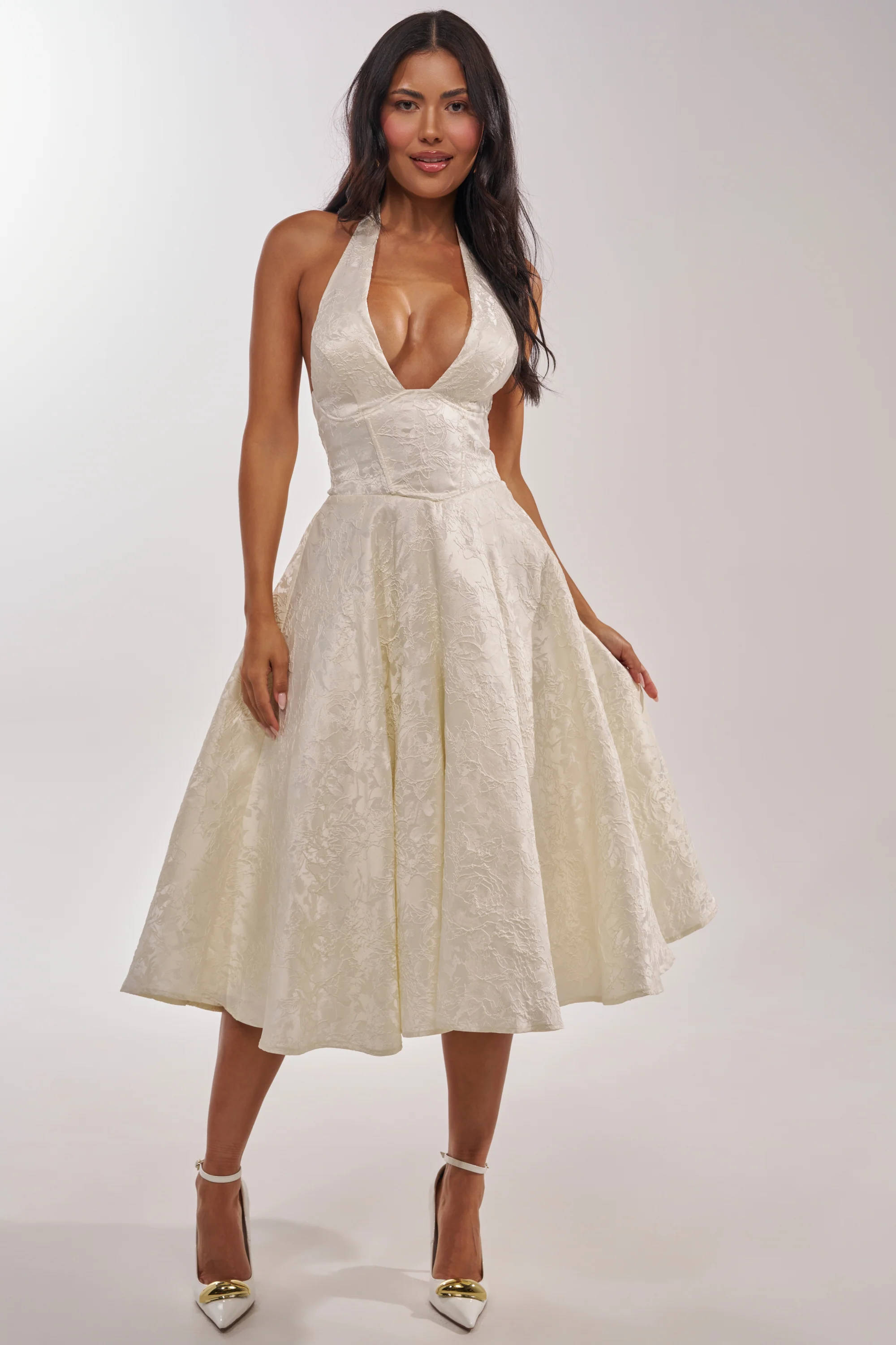SWEET CAROLINE HALTER MIDI DRESS - Akira Wear