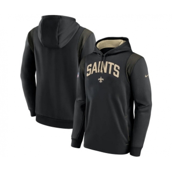 Men's New Orleans Saints Black Sideline Stack Performance Pullover Hoodie 002 - Jersey