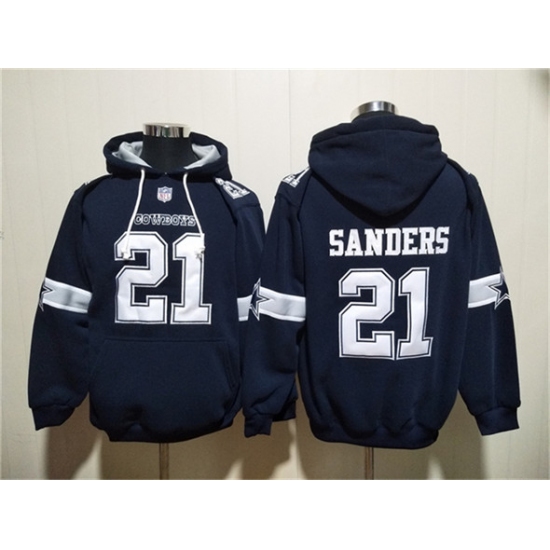 Men's Dallas Cowboys #21 Barry Sanders Navy Ageless Must-Have Lace-Up Pullover Hoodie - Jersey