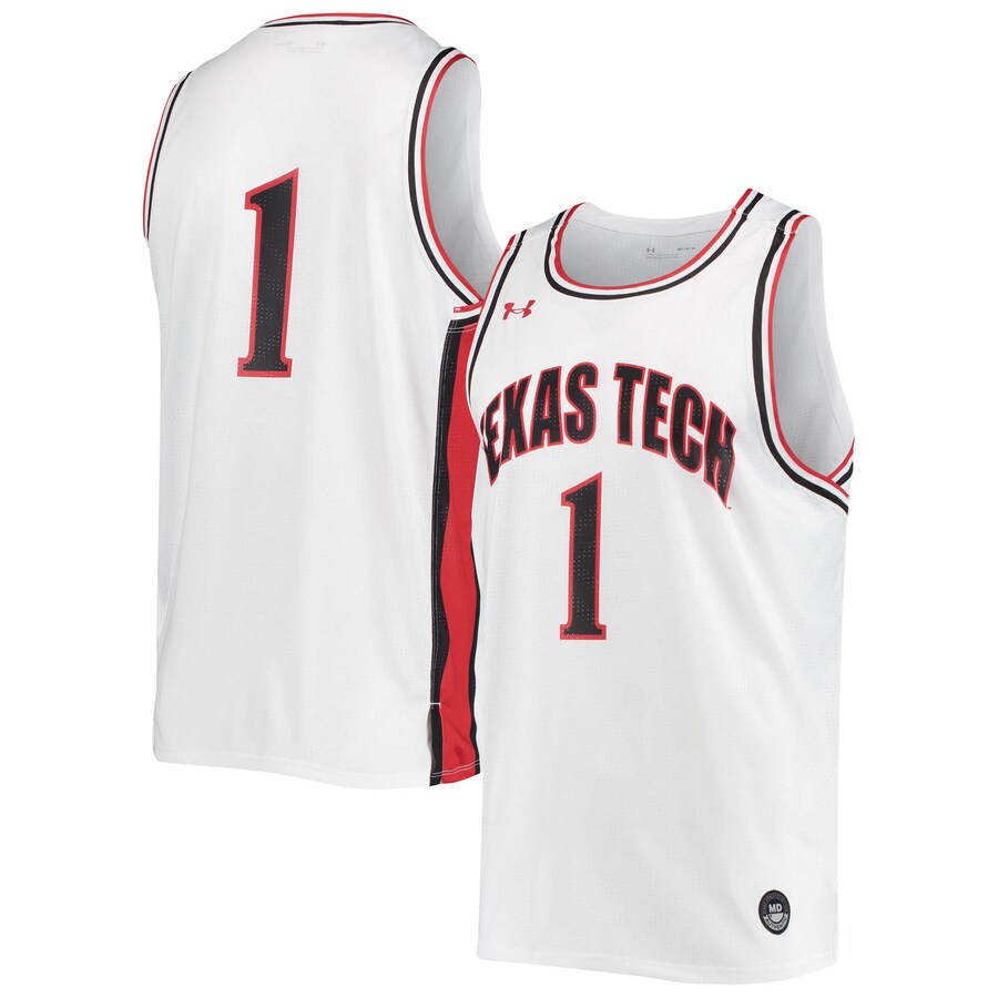 Men's Under Armour #1 White Texas Tech Red Raiders Replica Basketball Jersey - Jersey
