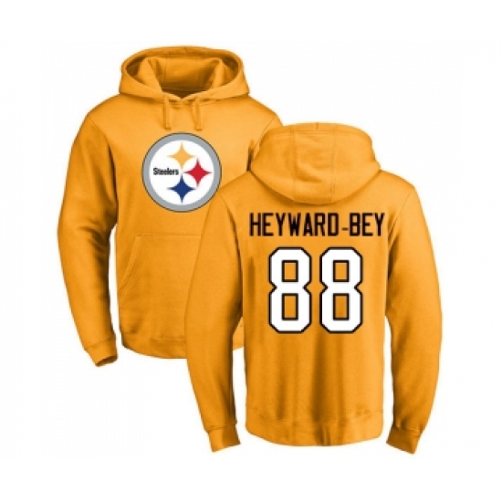 Football Pittsburgh Steelers #88 Darrius Heyward-Bey Gold Name & Number Logo Pullover Hoodie - Jersey