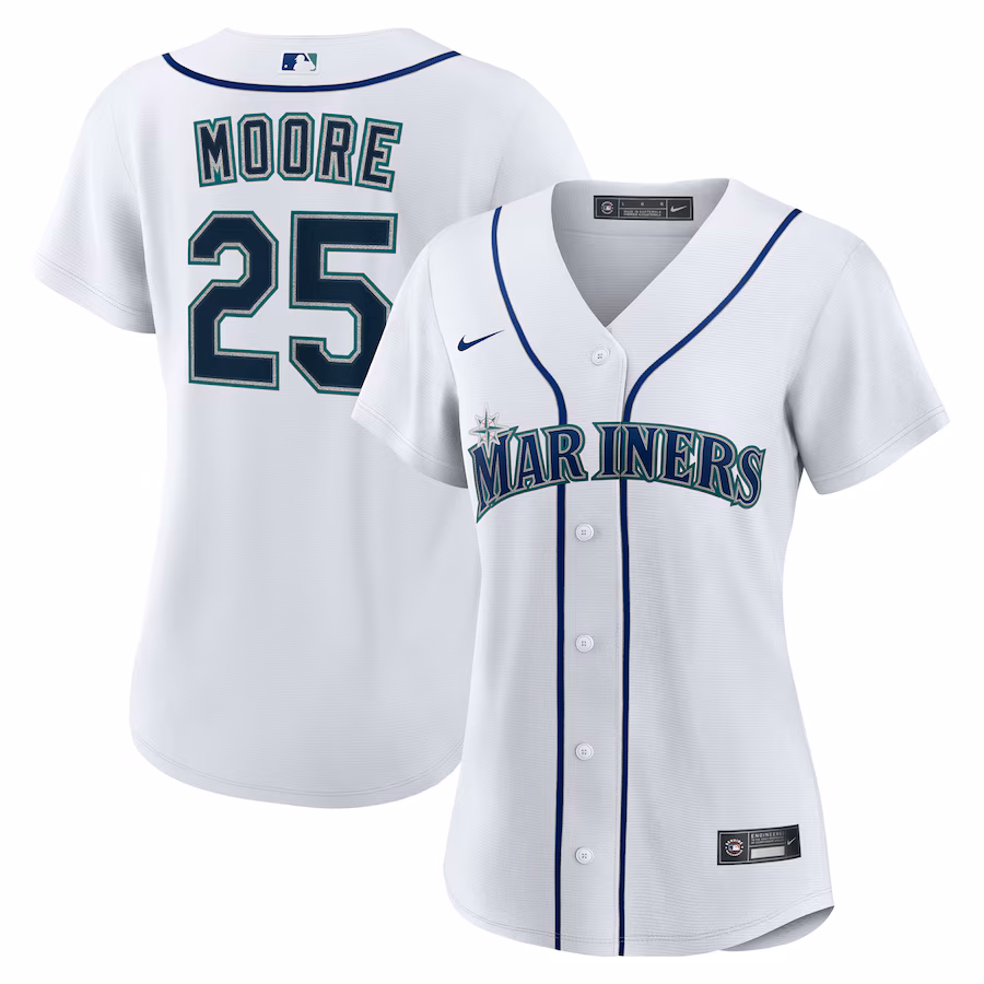 Women's Seattle Mariners Dylan Moore Nike White Home Replica Jersey - Jersey