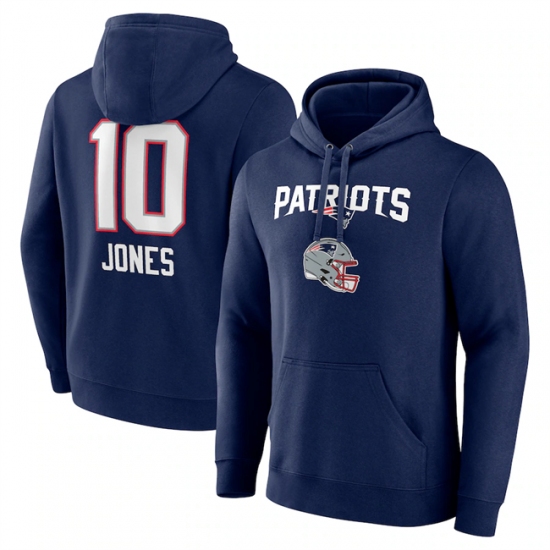 Men's New England Patriots #10 Mac Jones Navy Team Wordmark Player Name & Number Pullover Hoodie - Jersey